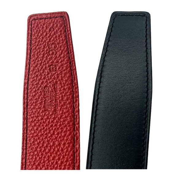 HERMES Leather Belt Black and Red Unisex - Picture 7 of 10